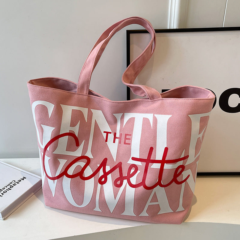 Letter Printed Totes Large Capacity Canvas Bags