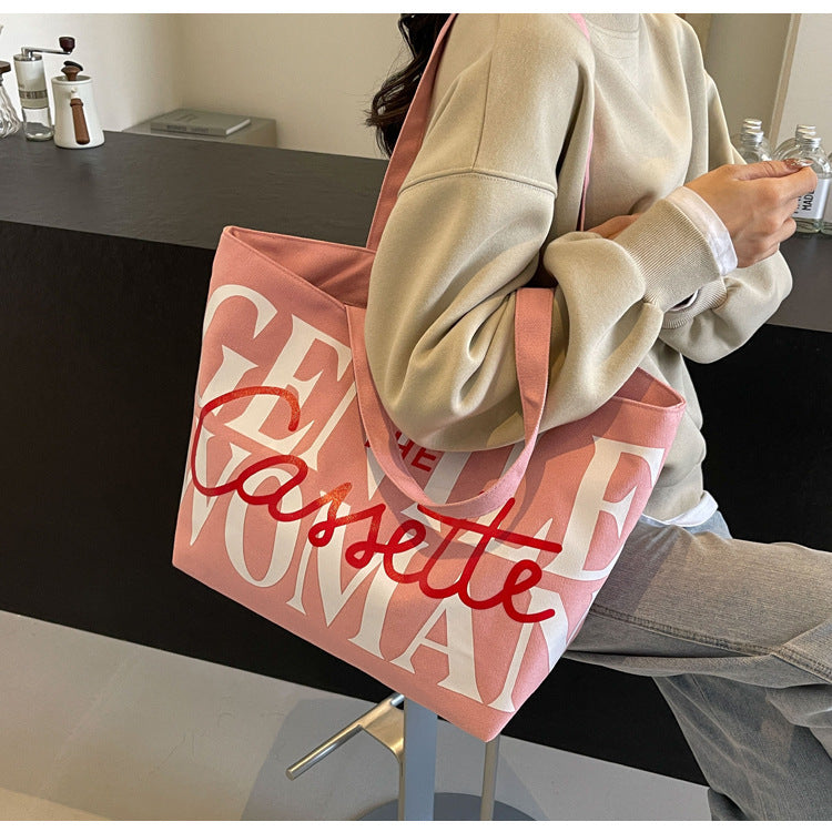 Letter Printed Totes Large Capacity Canvas Bags