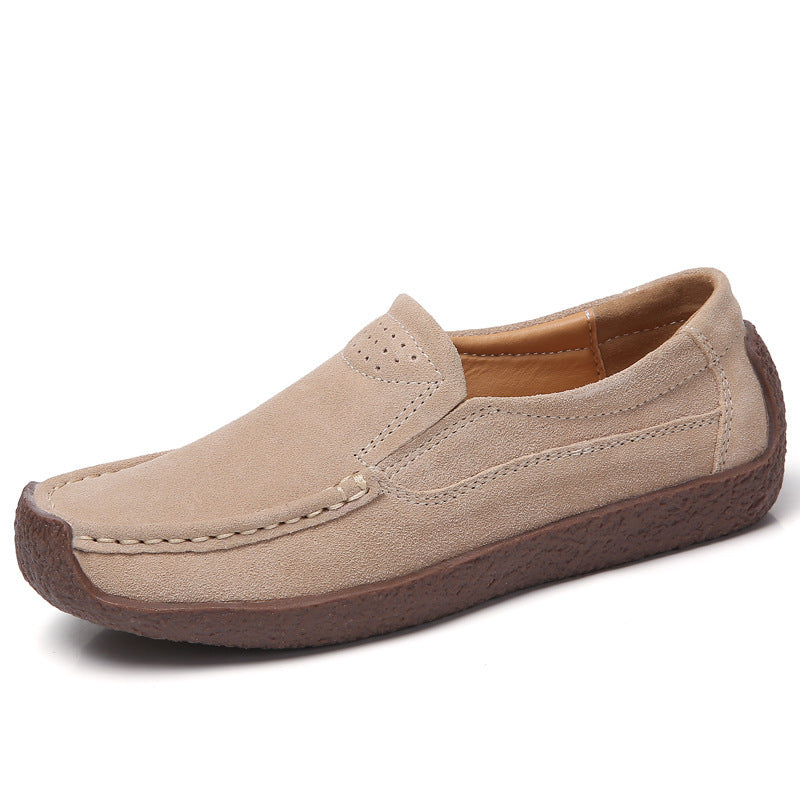 Round Toe Loafers Casual Versatile Solid Color Shoes