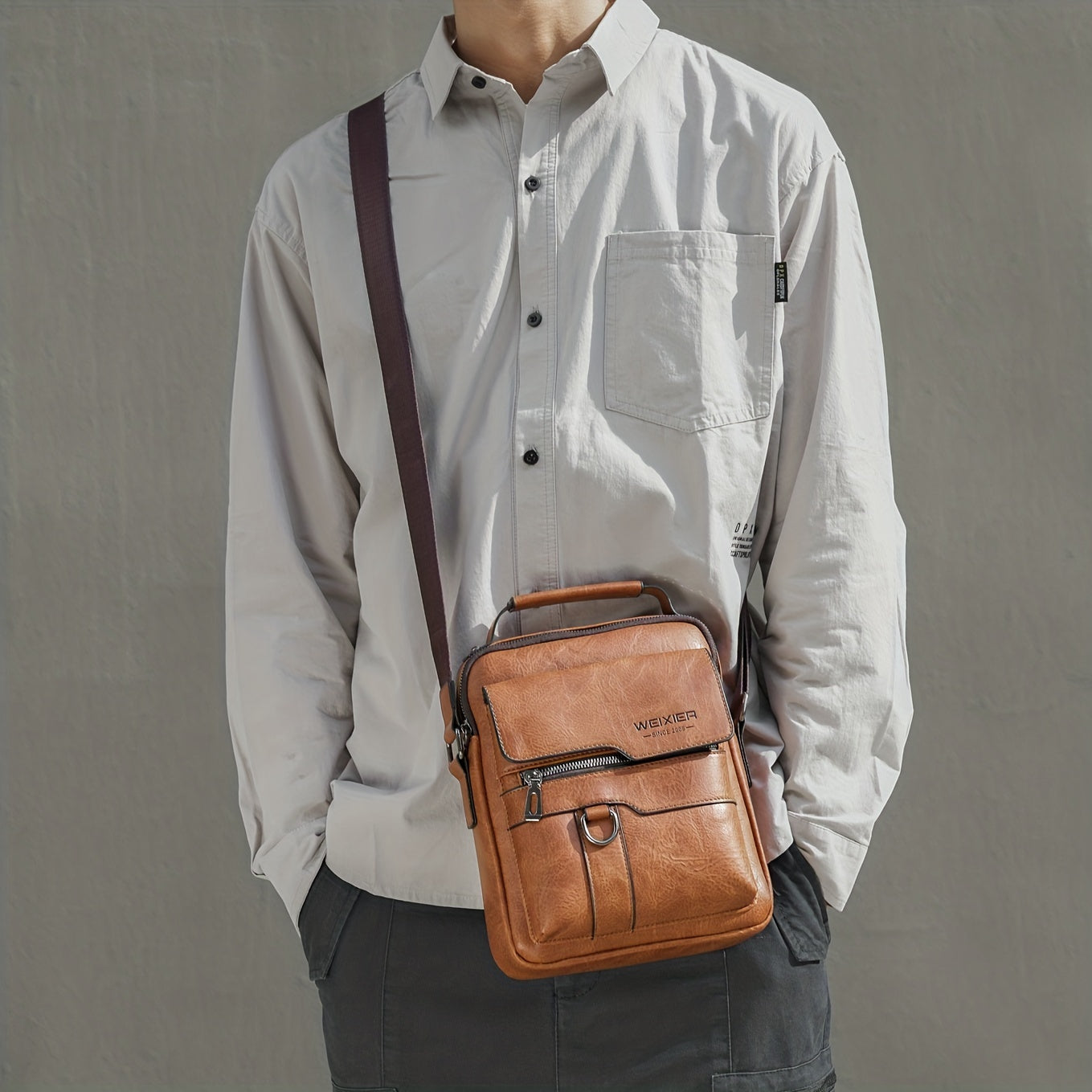 PU Leather Purse Messenger Crossbody Bag for men