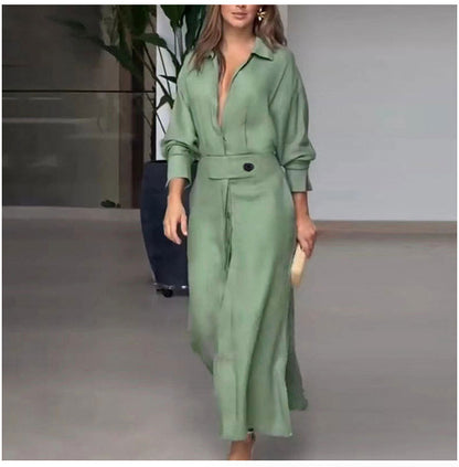 V-neck Long Sleeve Lapel Dress For Women _ Treasure supply