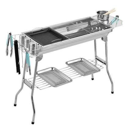 Outdoor Portable Folding BBQ Stainless Steel Grill - treasure supply