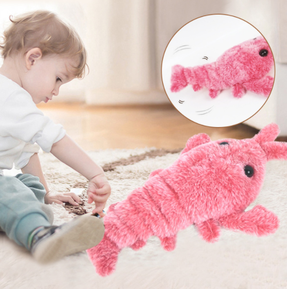 Pet Toys Electric Jumping Shrimp USB Charging Simulation Lobster Funny Cat Plush Pets Toy - Treasure Supply