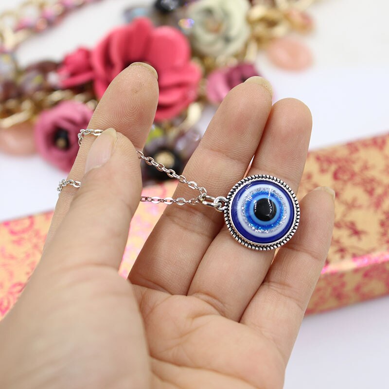 Turkish Evil Eye Blue Necklace Sterling Silver 925 - Lucky Charm, Protection - Treasure Supply