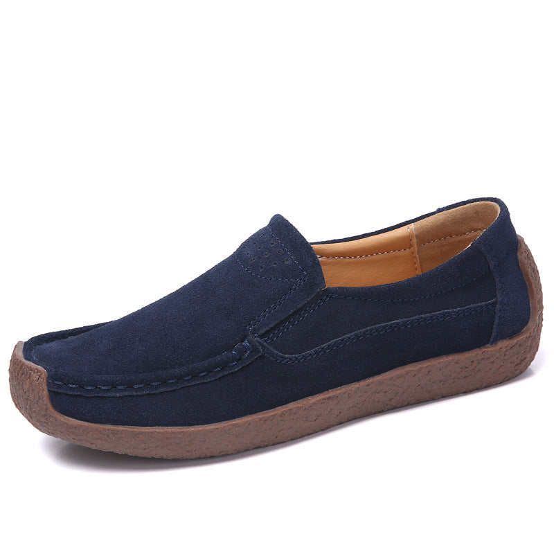 Round Toe Loafers Casual Versatile Solid Color Shoes