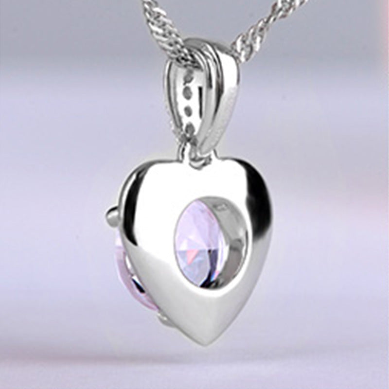 Heart-shaped Crystal Silver Plated Ornament Pendant