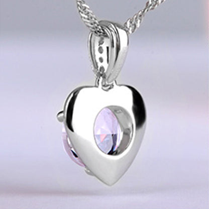 Heart-shaped Crystal Silver Plated Ornament Pendant - treasure supply