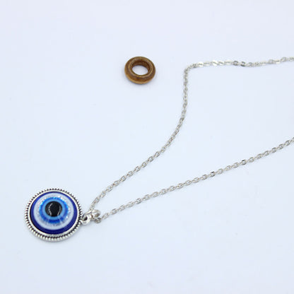 Turkish Evil Eye Blue Necklace Sterling Silver 925 - Lucky Charm, Protection - Treasure Supply