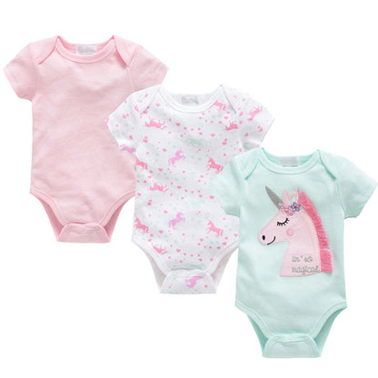 3 Pack New Born Baby Clothes Half Sleeves Onesies - Treasure supply