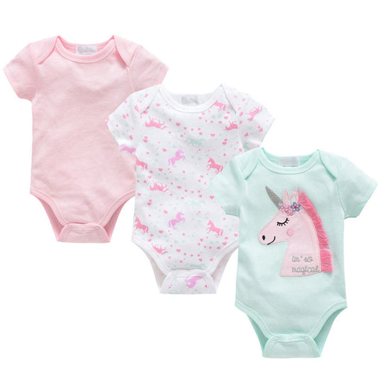 3 Pack New Born Baby Clothes Half Sleeves Onesies - Treasure supply