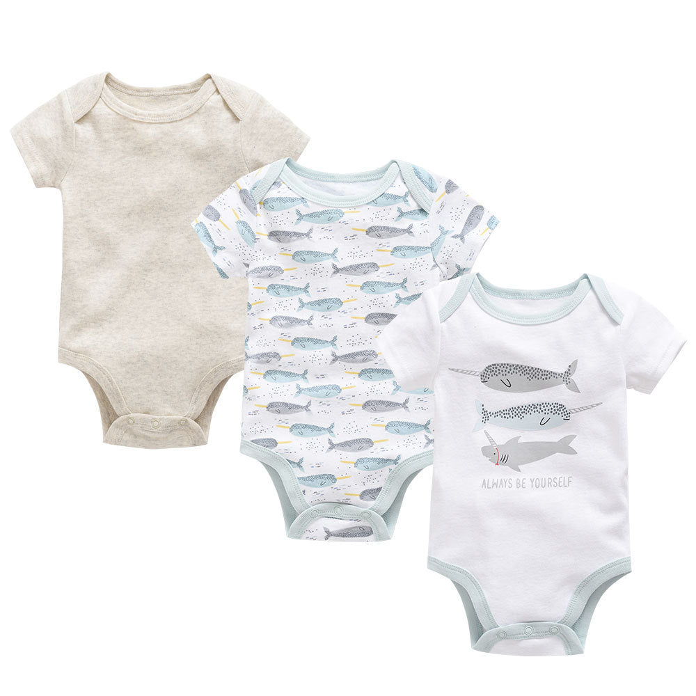 3 Pack New Born Baby Clothes Half Sleeves Onesies - Treasure supply