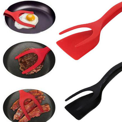 2 in 1 Non Stick Grip & Flip Fried Egg Tong Toast Bread Pancake Spatula Kitchen - Treasure Supply