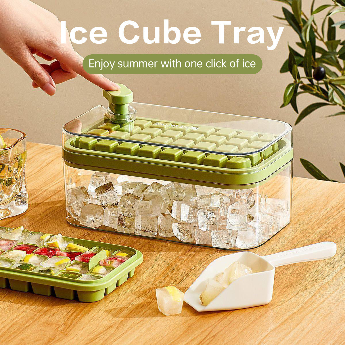 Ice Cube Tray With Lid And Bin Soft Silicone Easy Release Mold - treasure supply