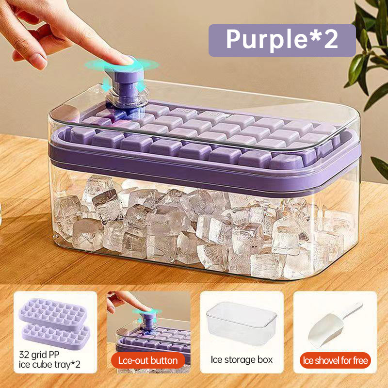 Ice Cube Tray With Lid And Bin Soft Silicone Easy Release Mold - treasure supply