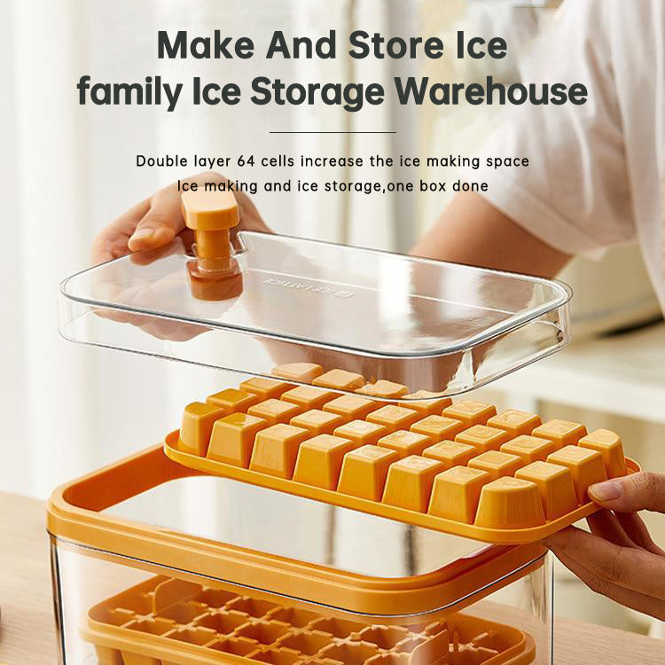 Ice Cube Tray With Lid And Bin Soft Silicone Easy Release Mold - treasure supply