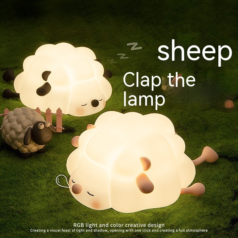 Silicone Sheep Cartoon Bedroom Lamp Rechargeable