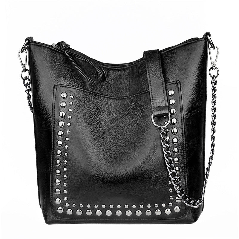 Leather Studded Large Capacity Shoulder Crossbody Bag