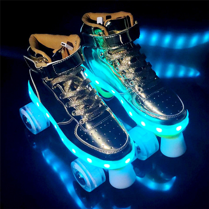 LED Lechargeable Double Row Roller Skates Shoes