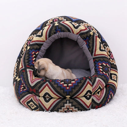 Pet Cat Dog Sleeping Bed House Fluffy Cave Soft Warm - treasure supply