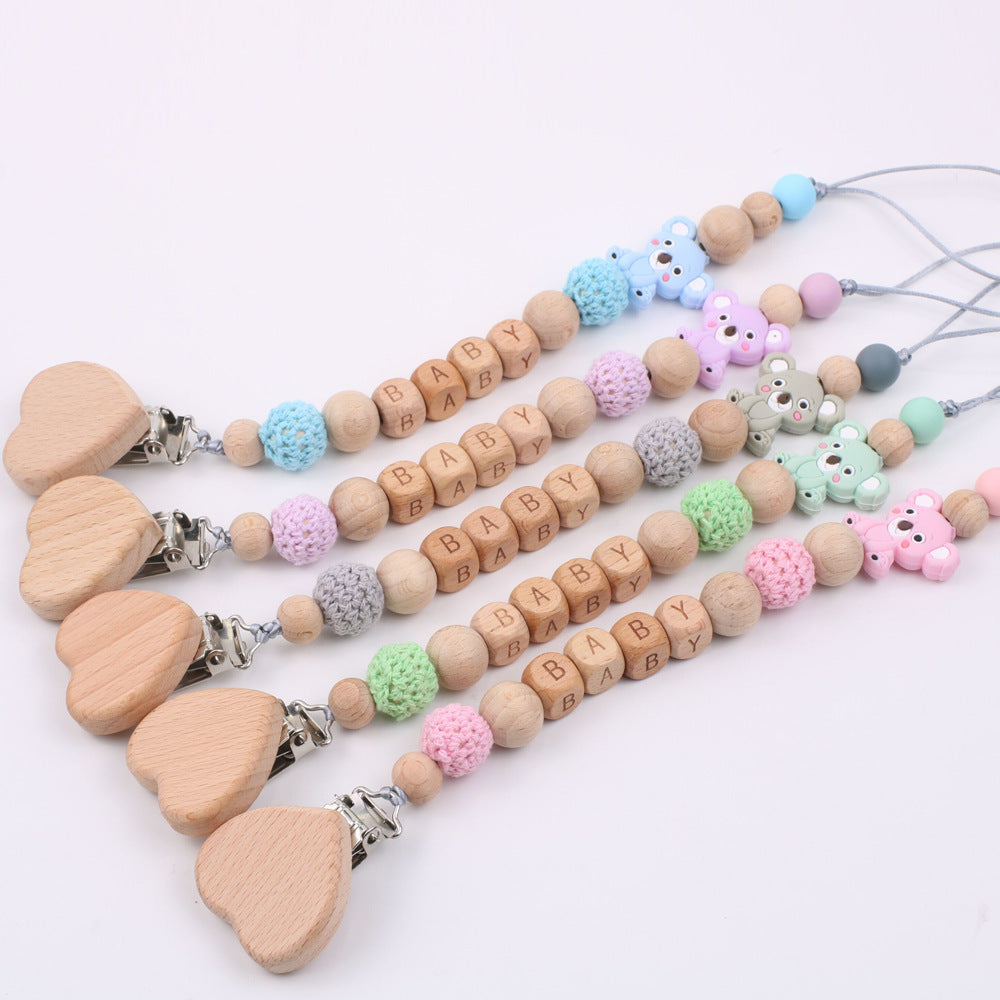 Baby Products Soothing Beech Wood Mouth Chain Clip - treasure supply