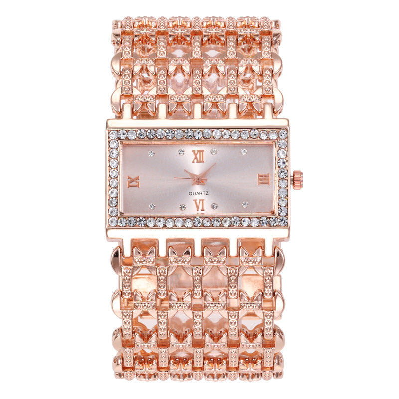 Diamond Watch Square Roman Rhinestone - treasure supply