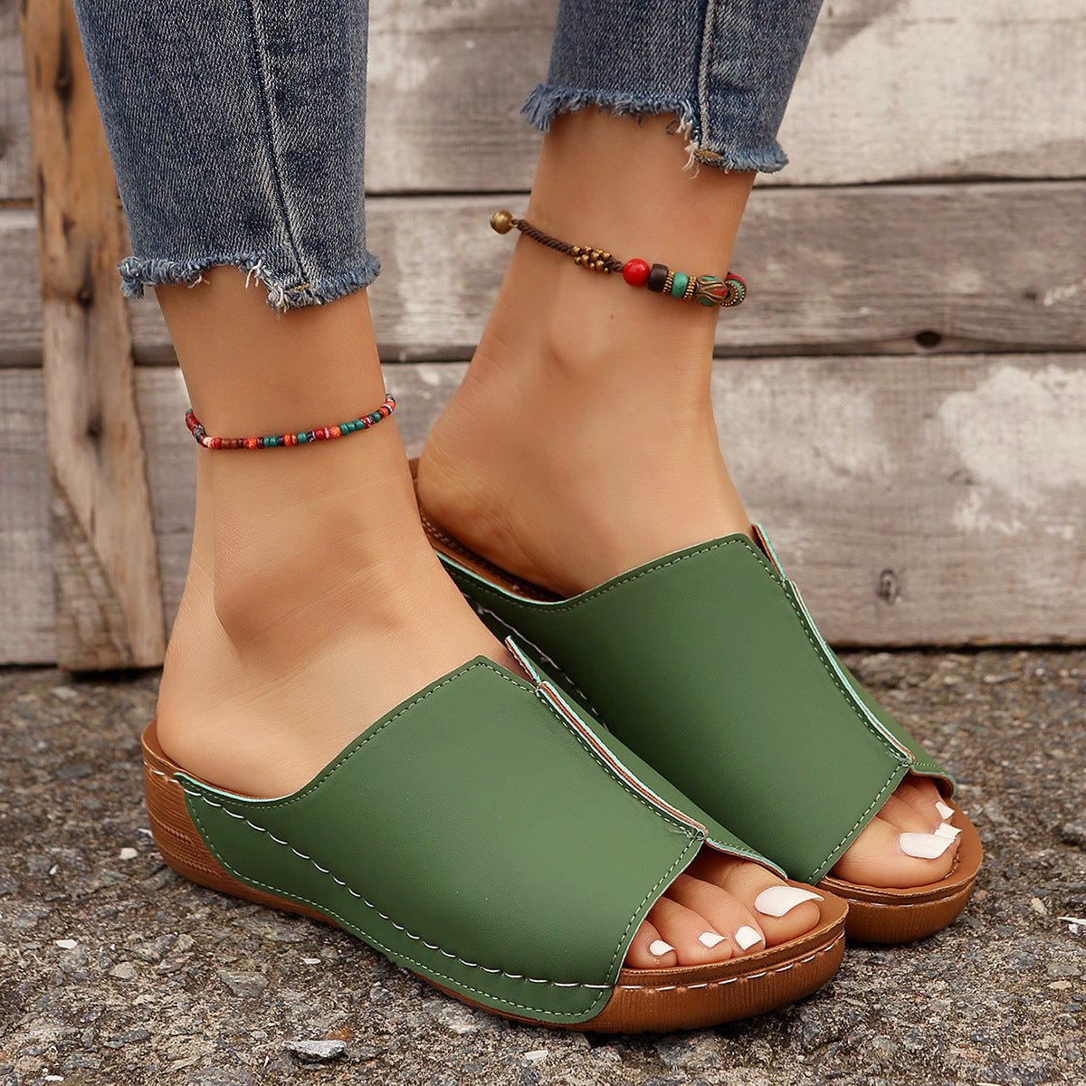 Fashion Solid Wedges Sandals Summer Casual