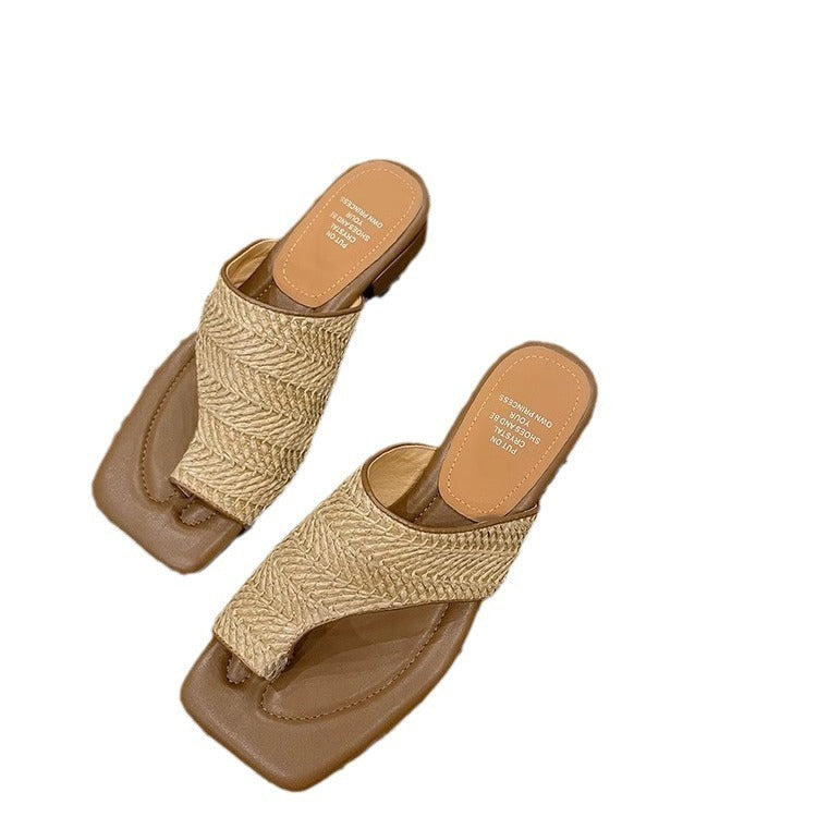 Women's French Style Vintage Weave Flip-flops - treasure supply