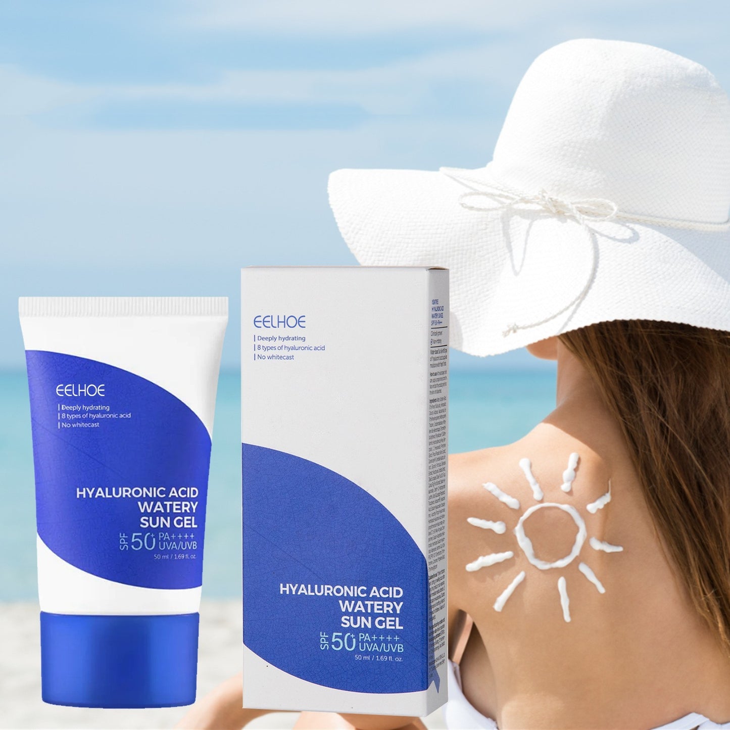 Hyaluronic Acid Watery Sun Gel Moisturizing Sunscreen 50ml - treasure supply