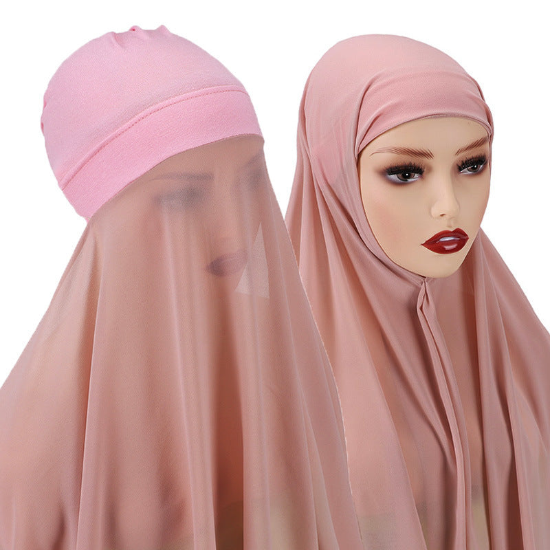 Veiled Muslim Women Chiffon Turban Scarf Set