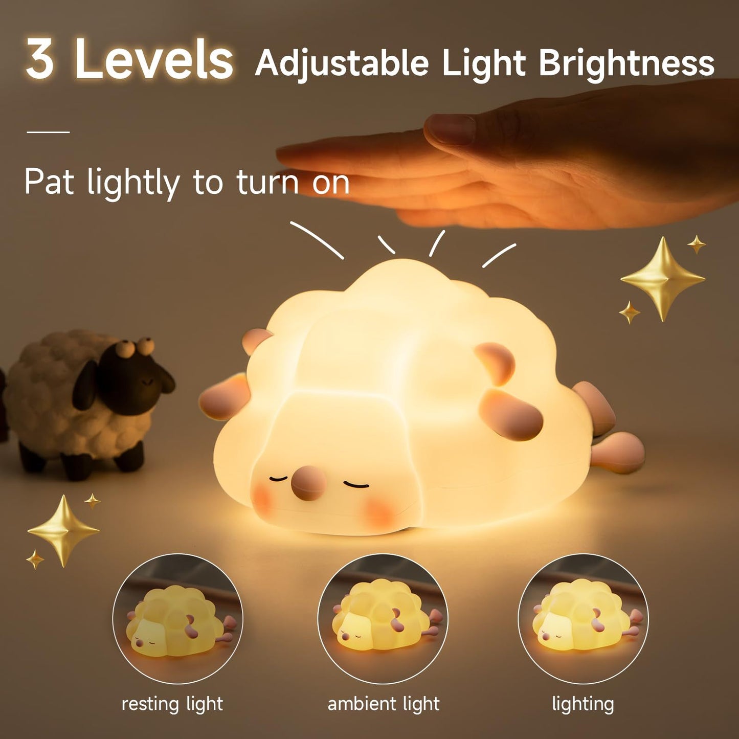 Silicone Night Lights Sheep Cartoon Bedroom Lamp For Children's Rechargeable - Treasure Supply