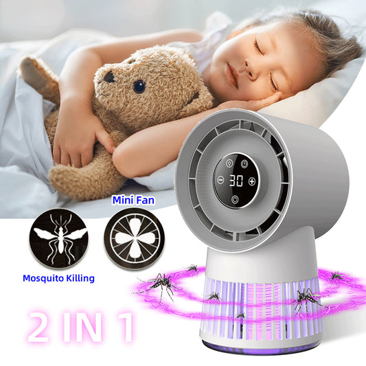 2-in-1 Mosquito Killer USB Rechargeable Fan Night Lamp Home And Outdoor Supplies - Treasure Supply