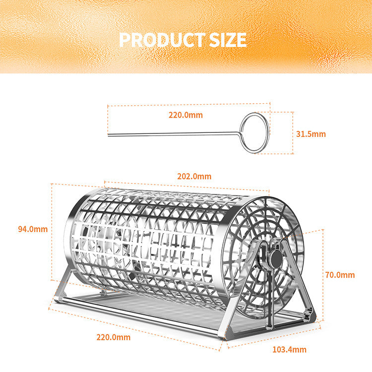 Basket Outdoor Portable Smoking Cage Rolling BBQ Grill