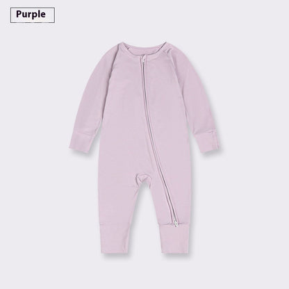 Bamboo Fiber Baby Jumpsuit Baby Zipper Pajamas - Treasure supply