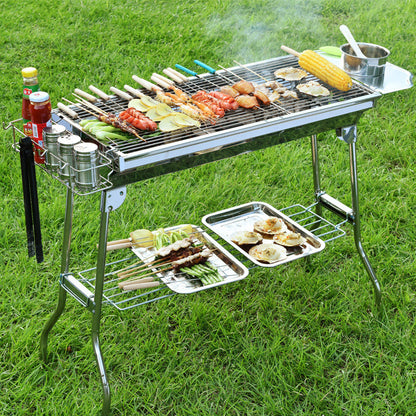 Outdoor Portable Folding BBQ Stainless Steel Grill - treasure supply