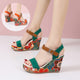 Fashion Flowers Embroidered High Wedge Sandals