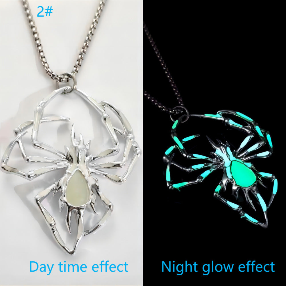 Halloween Glowing Night Fluorescence Spider Necklace - treasure supply