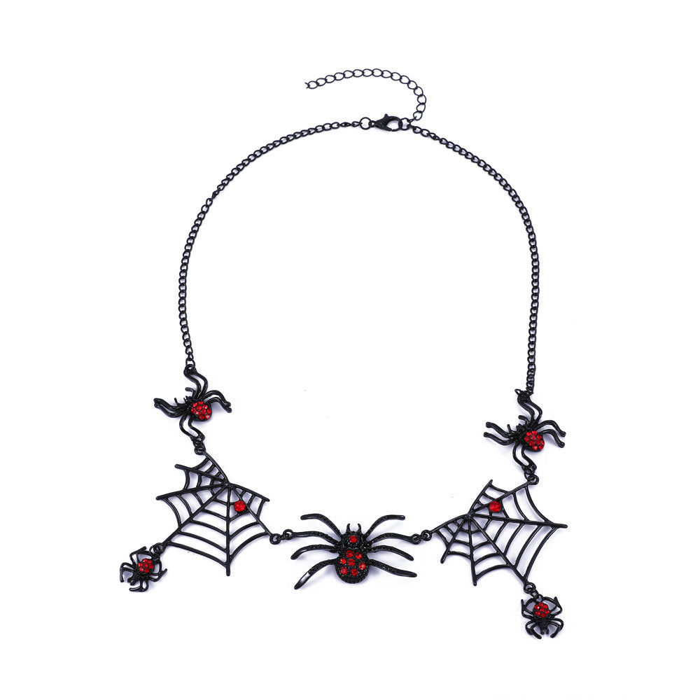 Halloween Spider And Spider Web Necklace