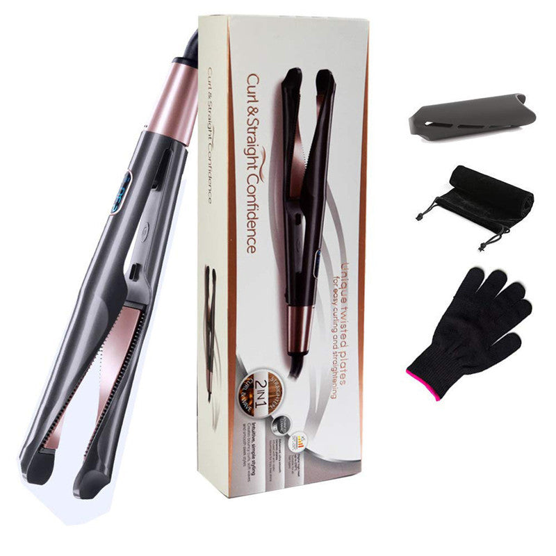 Ceramic 2 In 1 Hair Straightener And Curler For All Hair Types - treasure supply