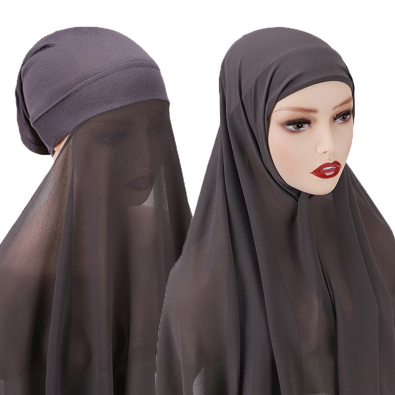 Veiled Muslim Women Chiffon Turban Scarf Set