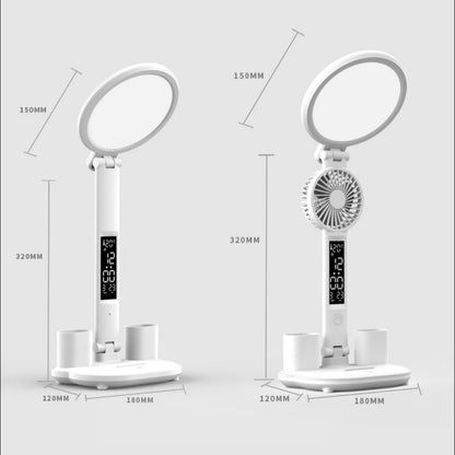 LED Clock Table Lamp USB Chargeable Foldable Desk Lamp Plug-in LED Fan - Treasure Supply