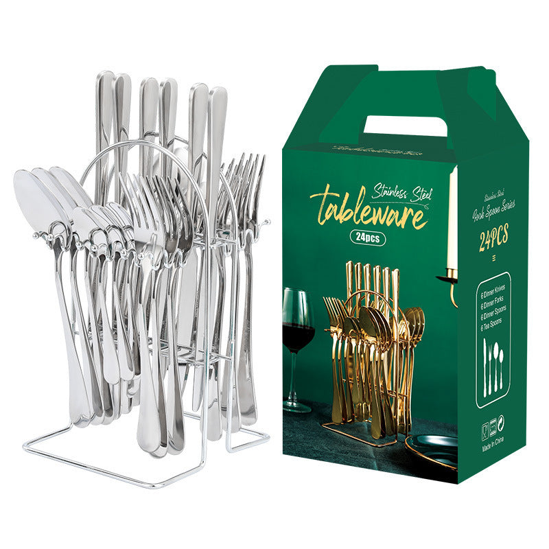 Stainless Steel Luxury Cutlery Set With Storage Rack - treasure supply