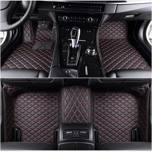 Fully Surrounded Car Leather Floor Mat All Weather Protection - treasure supply