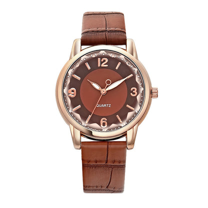 Women's Two-tone Dial Belt Quartz Watch - treasure supply