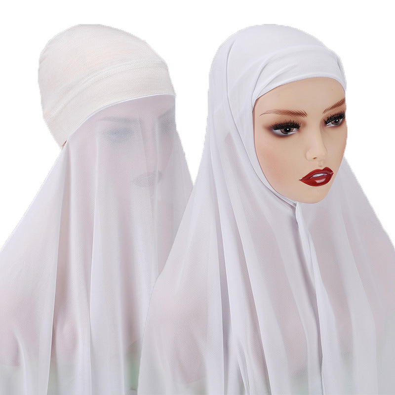 Veiled Muslim Women Chiffon Turban Scarf Set - treasure supply