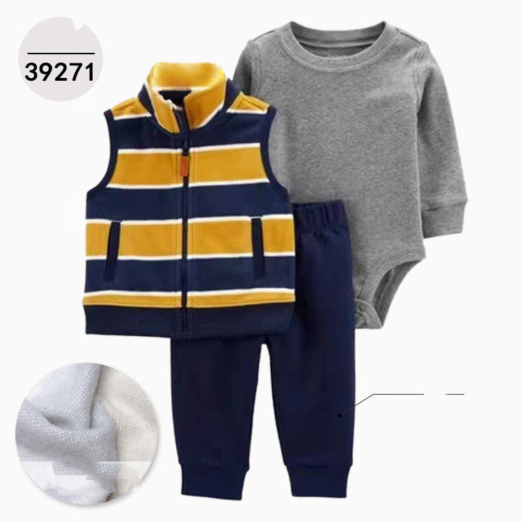 Hooded Long Sleeve Jacket Wrap Three Pieces Children's Clothing - Treasure supply