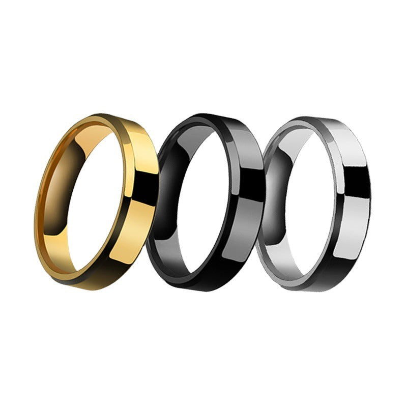 6mm/8mm Men And Women Stainless Steel Couple Rings Band - treasure supply