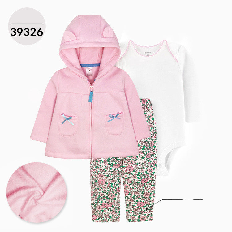 Hooded Long Sleeve Jacket Wrap Three Pieces Children's Clothing