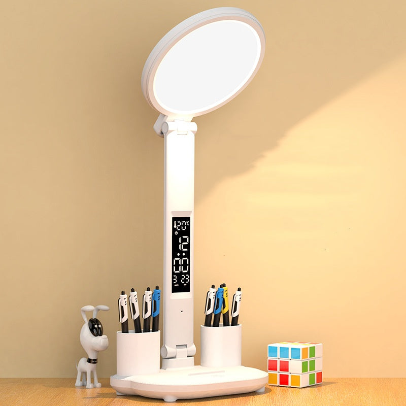 LED Clock Table Lamp USB Chargeable Plug-in LED Fan