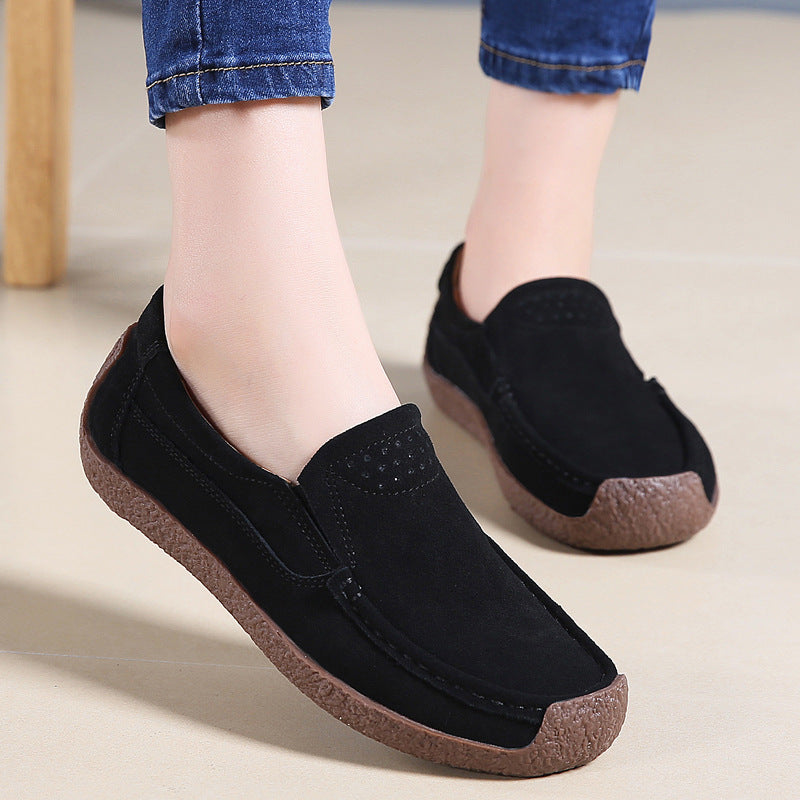 Round Toe Loafers Casual Versatile Solid Color Shoes - Treasure supply