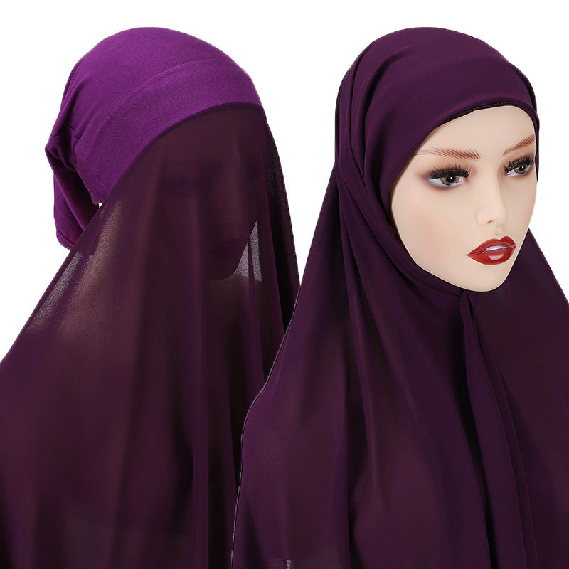 Veiled Muslim Women Chiffon Turban Scarf Set - treasure supply